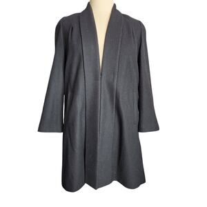 Vintage Harve Benard Wool Blend Collarless Dress Coat Women's Size 14 Black